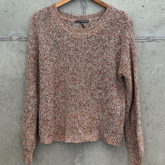 Marled Multicolor Crewneck Pullover Sweater with Split Back Openings, size M - Picture 2 of 8